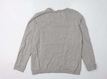 Bershka Women's Grey Floral Graphic Sweatshirt L