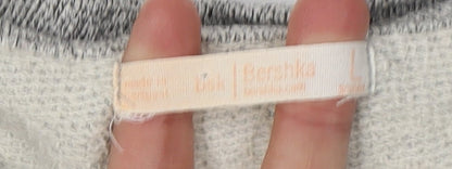 Bershka Women's Grey Floral Graphic Sweatshirt L