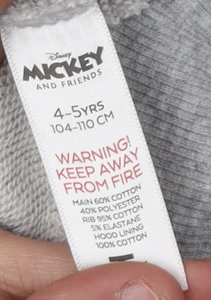 Disney Boys Grey Hoodie 4-5Y Mickey & Friends