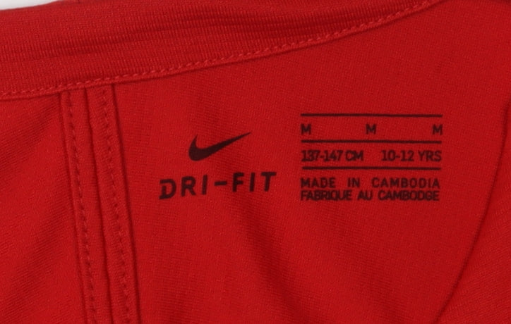 Nike Boys Red Dri-FIT Athletic Long Sleeve T-Shirt