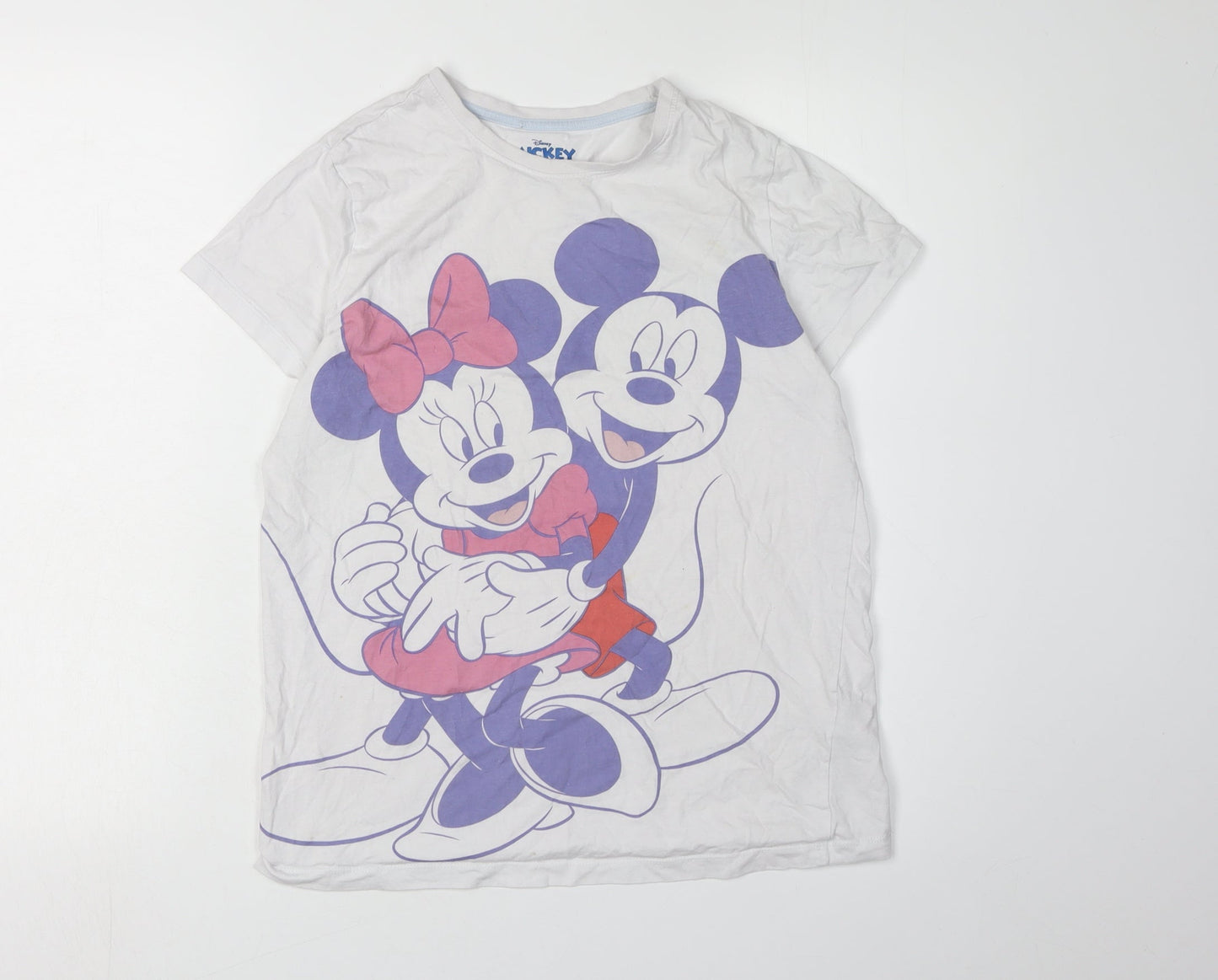 Disney Girls White T-Shirt 12-13Y Mickey & Minnie Graphic