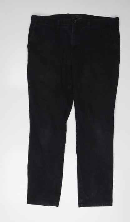 Marks and Spencer Men's Black Regular Fit Trousers 36