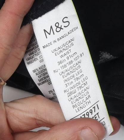 Marks and Spencer Men's Black Regular Fit Trousers 36