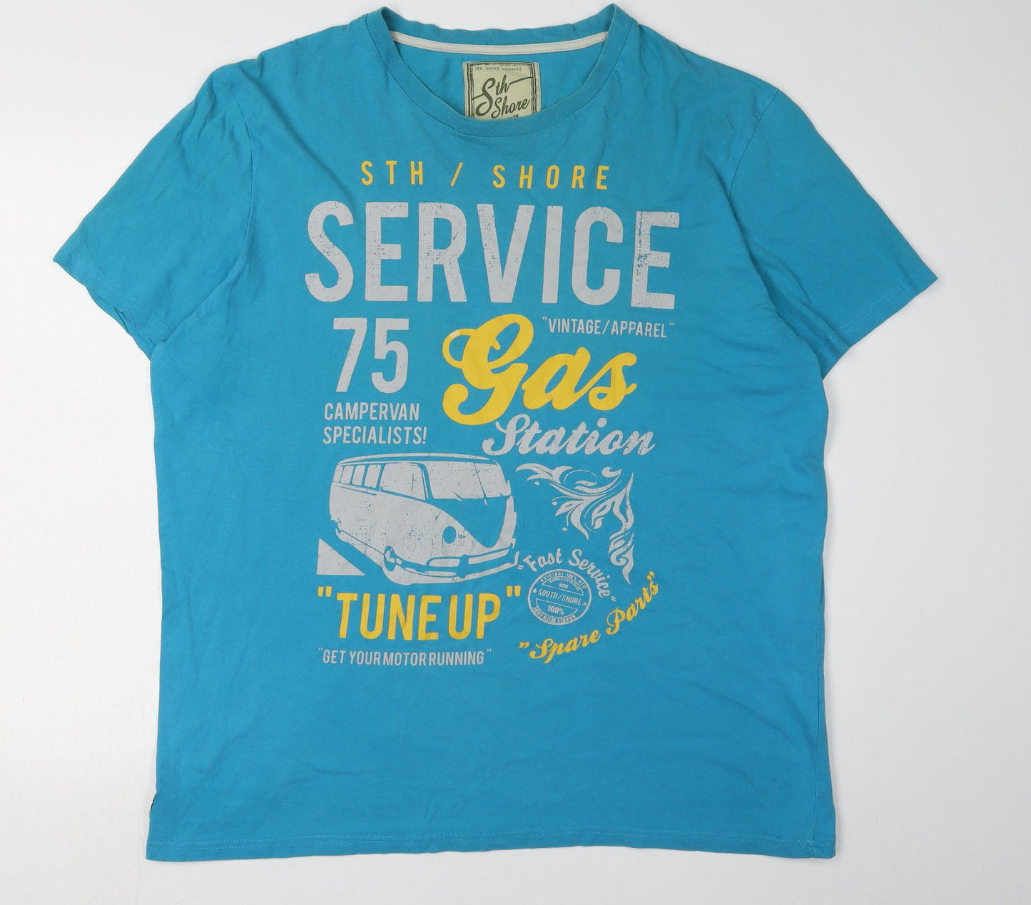 Sth Shore Men's XL Blue Retro Graphic T-Shirt