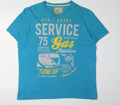 Sth Shore Men's XL Blue Retro Graphic T-Shirt