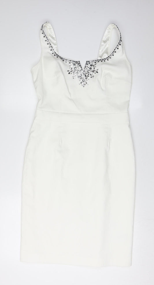 Debenhams Women's Ivory Sheath Dress Size 12
