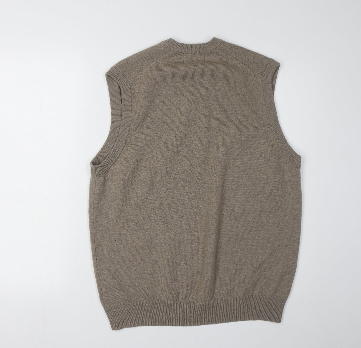 Marks and Spencer Men's Brown Wool V-Neck Vest - M