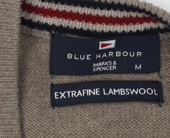 Marks and Spencer Men's Brown Wool V-Neck Vest - M