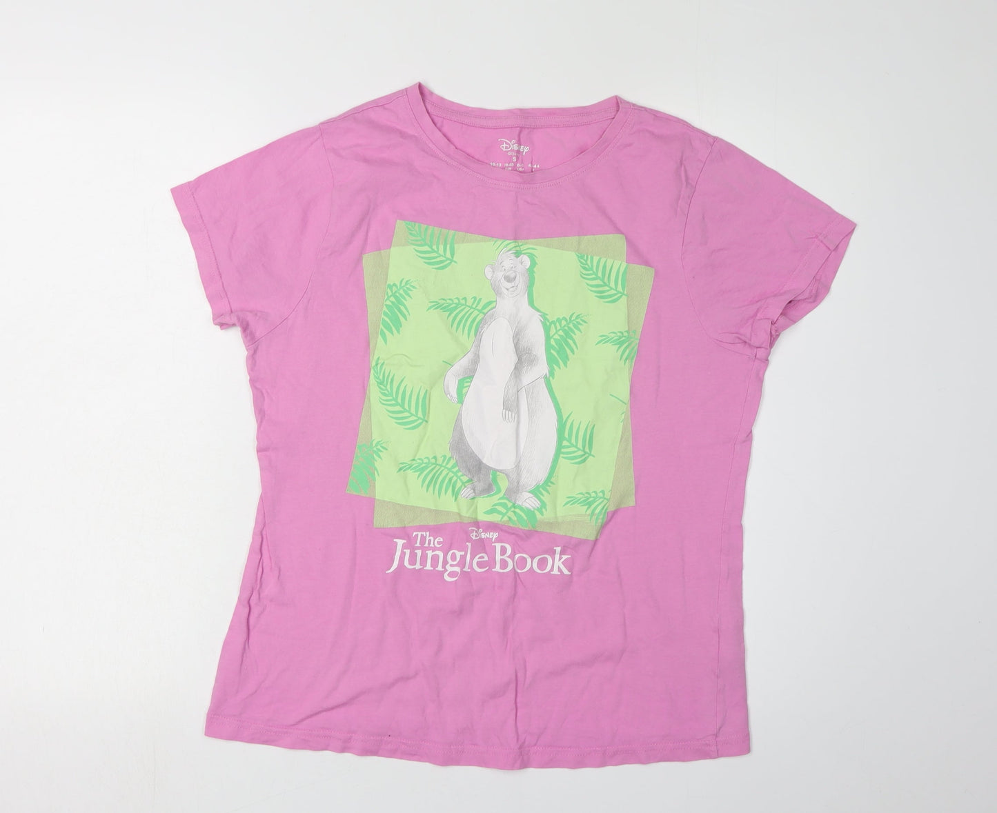 Womens UK Size 10-12 Disney Pink Basic T-Shirt