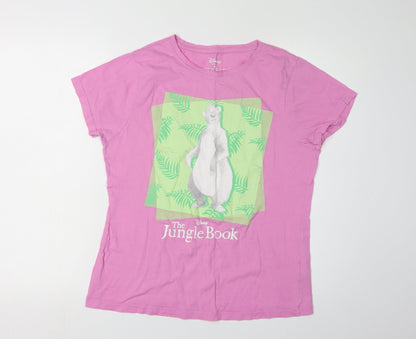 Womens UK Size 10-12 Disney Pink Basic T-Shirt