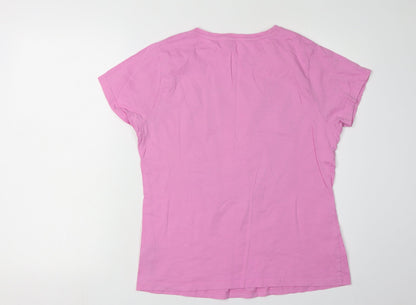 Womens UK Size 10-12 Disney Pink Basic T-Shirt