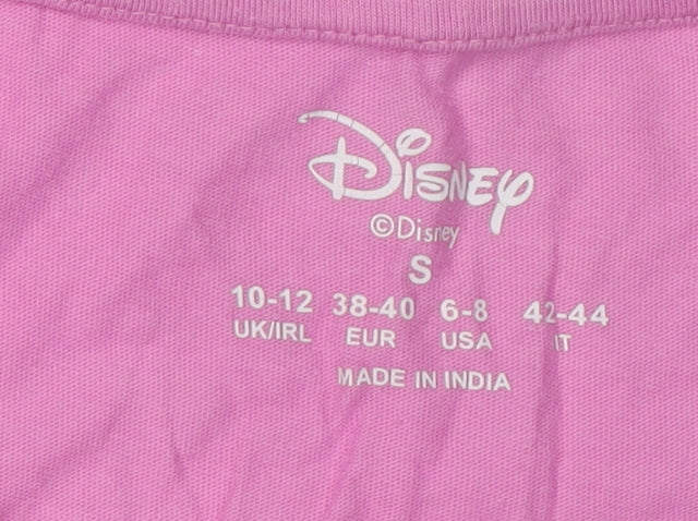 Womens UK Size 10-12 Disney Pink Basic T-Shirt