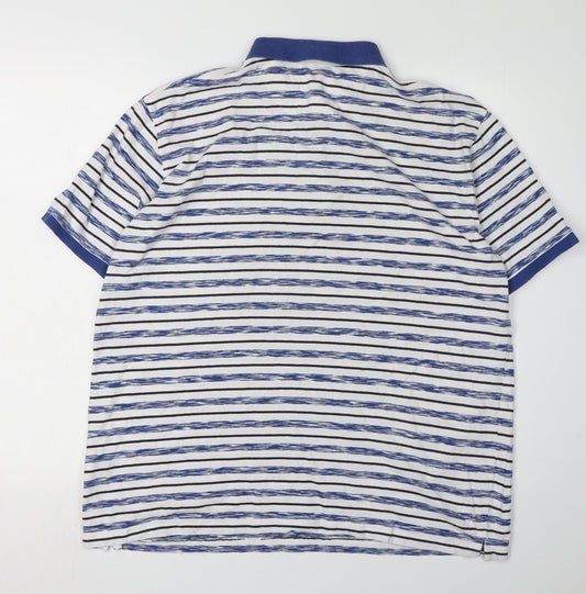 James Pringle Men's White Striped Polo Shirt XL