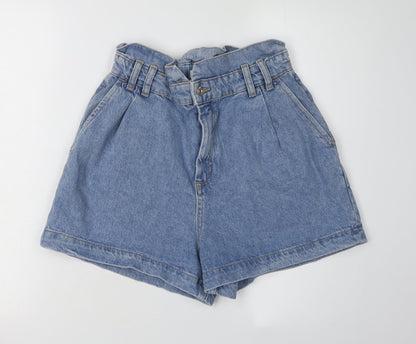Zara Women's Blue Denim Paperbag Shorts, Size 2