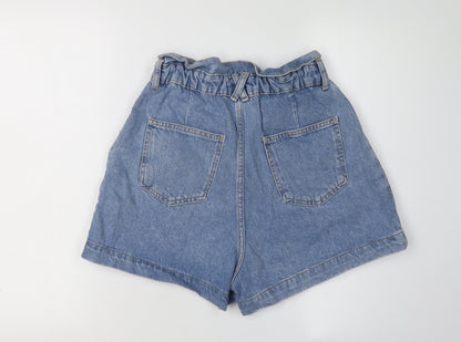 Zara Women's Blue Denim Paperbag Shorts, Size 2