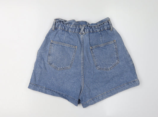 Zara Women's Blue Denim Paperbag Shorts, Size 2