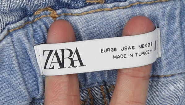 Zara Women's Blue Denim Paperbag Shorts, Size 2