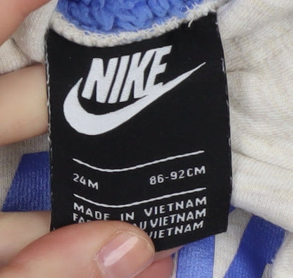 Nike Boys Beige Hoodie Pullover Fleece Lined Size 2 Years