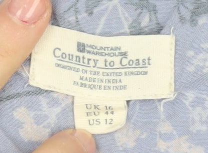Mountain Warehouse Women's Blue Floral Blouse - Size 16