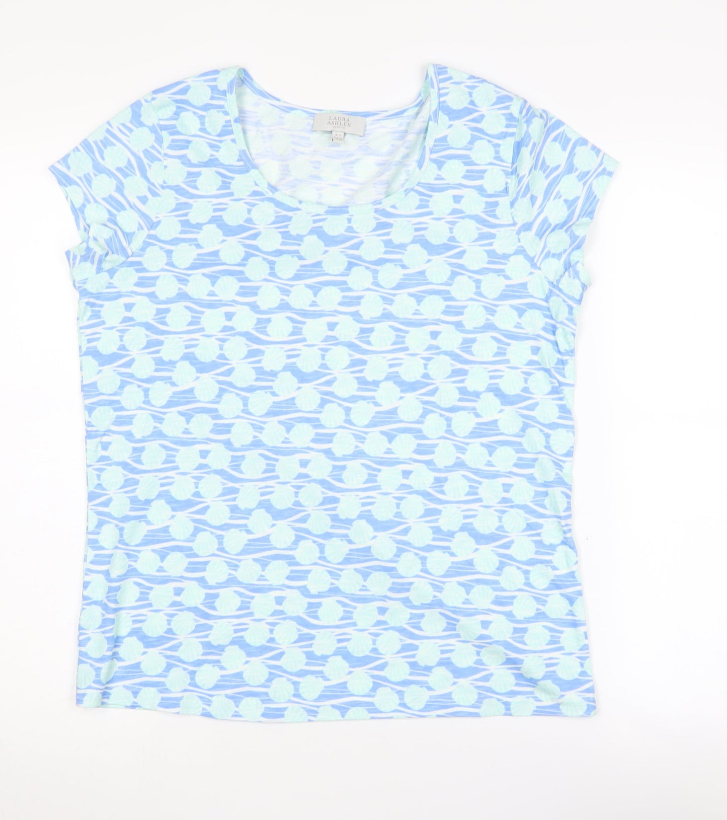 Laura Ashley Women's Blue Geometric T-Shirt, Size 12