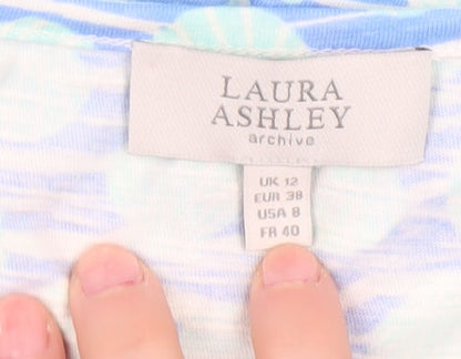 Laura Ashley Women's Blue Geometric T-Shirt, Size 12