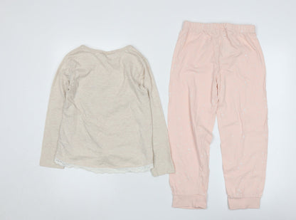 Disney Girls Tinker Bell Pyjama Set 7-8 Years Beige Pink
