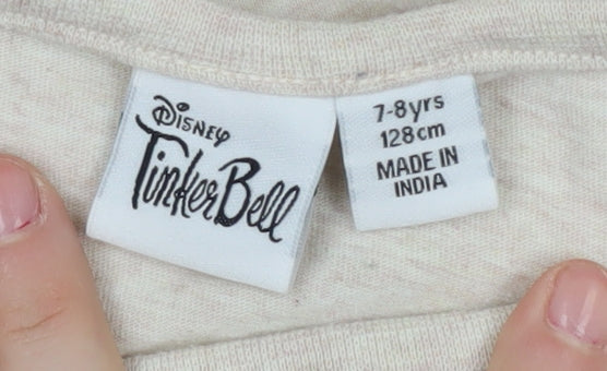 Disney Girls Tinker Bell Pyjama Set 7-8 Years Beige Pink