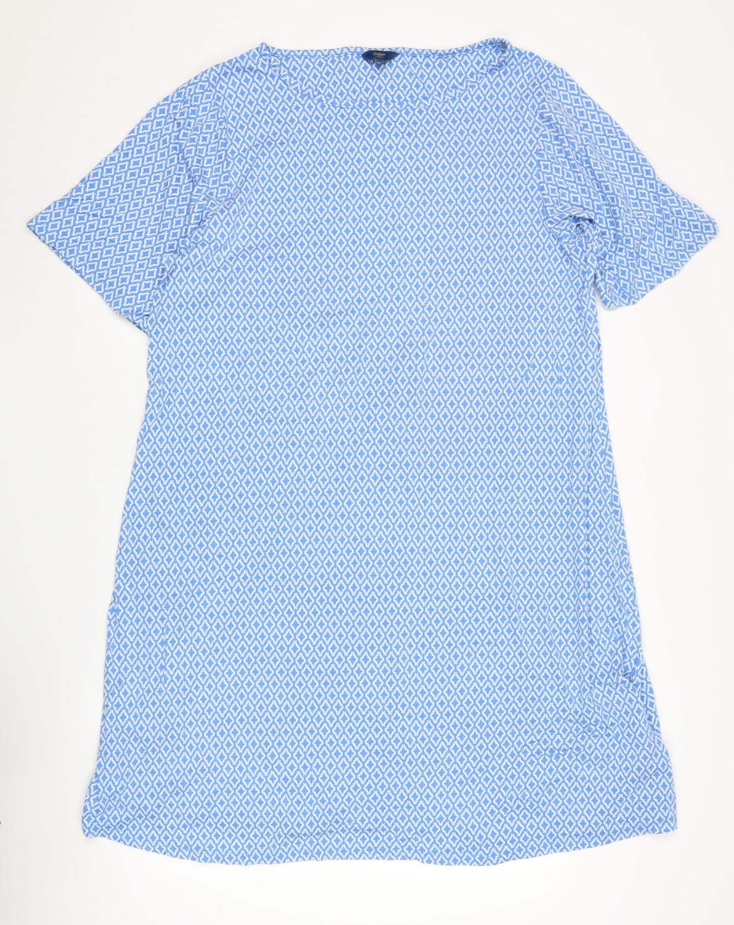 Cotton Traders Women's Blue Geometric Dress, Size 24