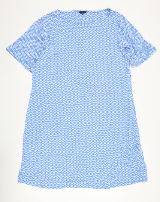 Cotton Traders Women's Blue Geometric Dress, Size 24