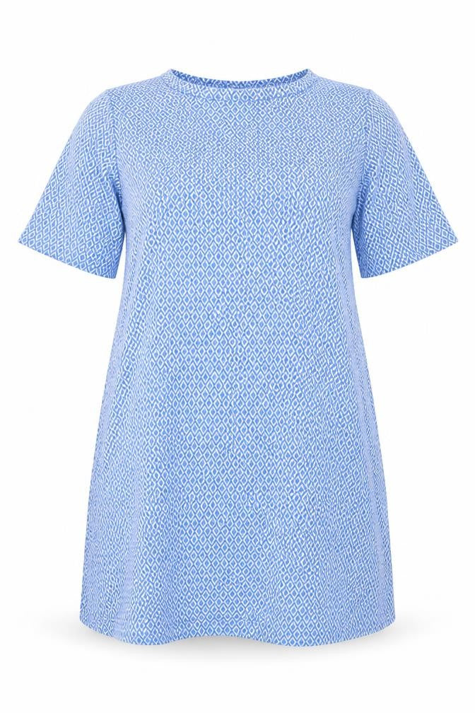 Cotton Traders Women's Blue Geometric Dress, Size 24