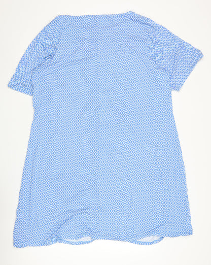 Cotton Traders Women's Blue Geometric Dress, Size 24