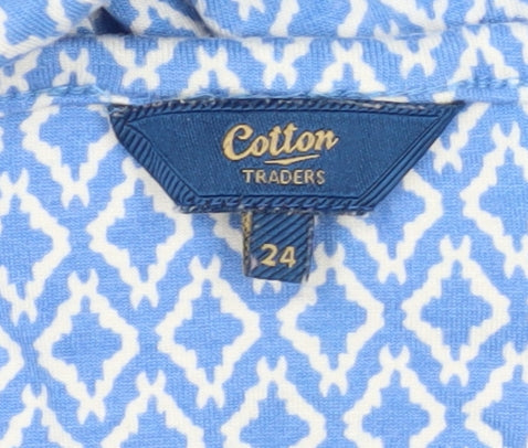 Cotton Traders Women's Blue Geometric Dress, Size 24