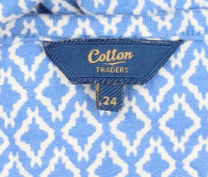 Cotton Traders Women's Blue Geometric Dress, Size 24