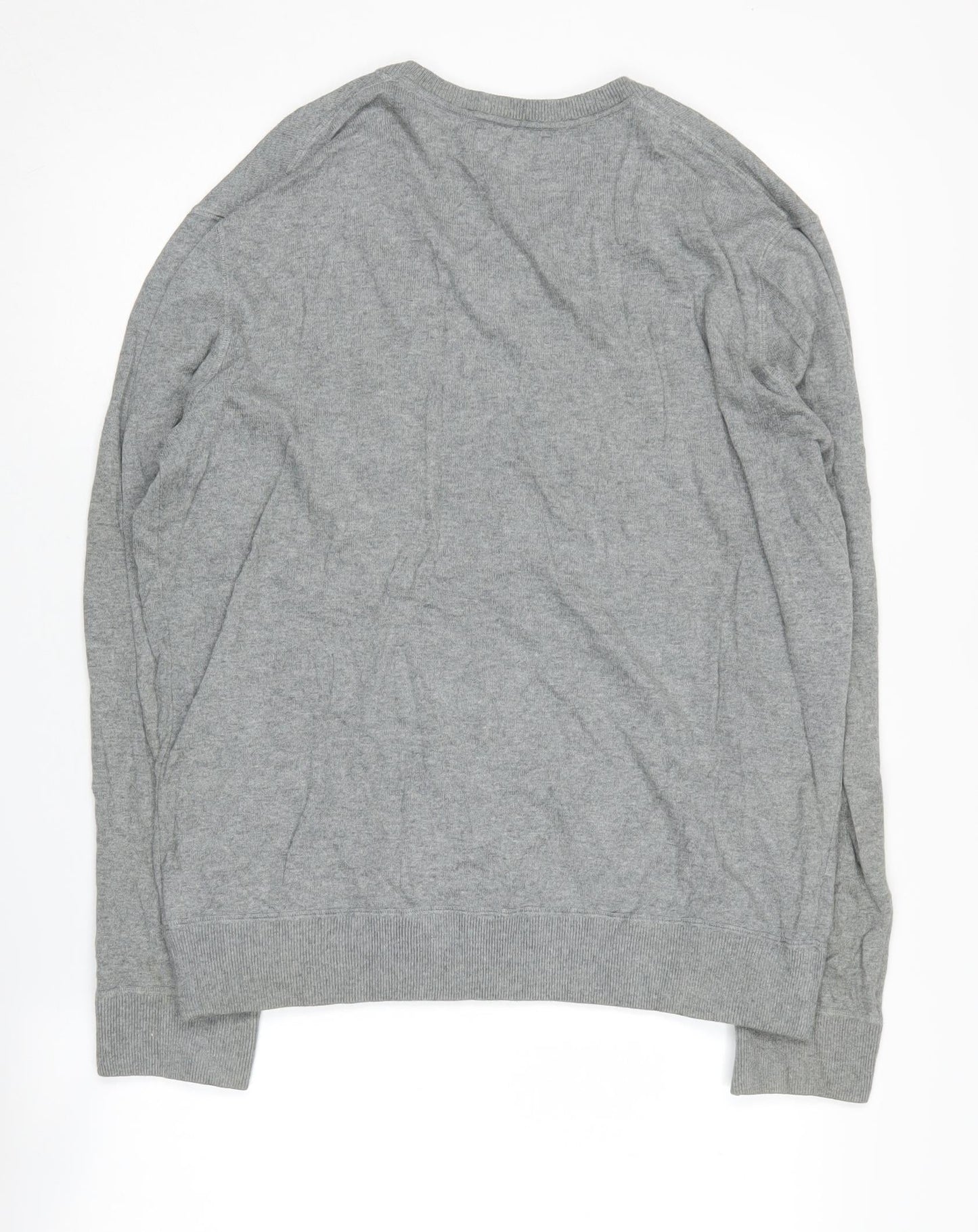 GAP Men's Grey V-Neck Cotton Pullover Jumper M