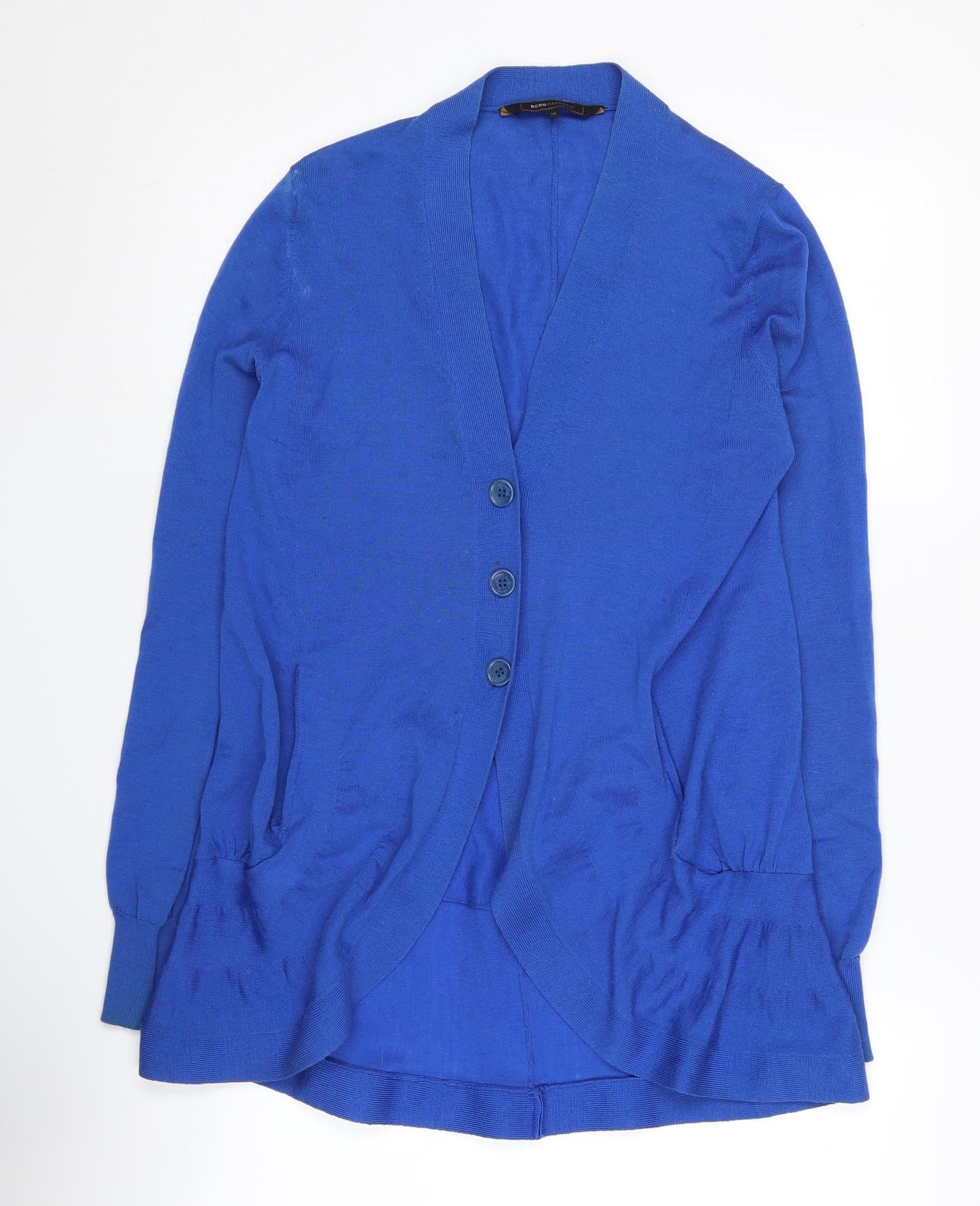 BCBGMAXAZRIA Women's Blue Merino Wool Cardigan XS