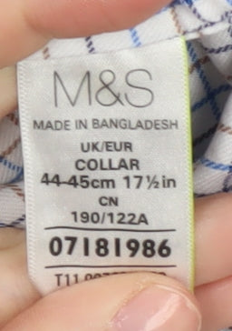 Marks and Spencer Men's Multicoloured Check Shirt 44-45