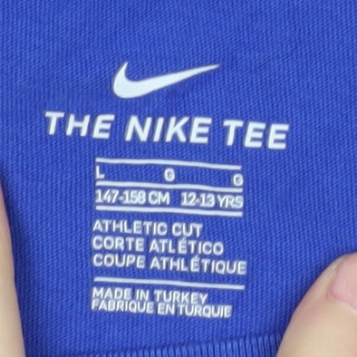 Nike Boys Blue T-Shirt L Athletic Crew Neck Sportswear
