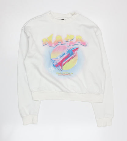 Womens UK Size S H&M White Pullover Sweatshirt