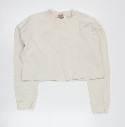 H&M Women's Beige Crew Neck Sweatshirt Size S