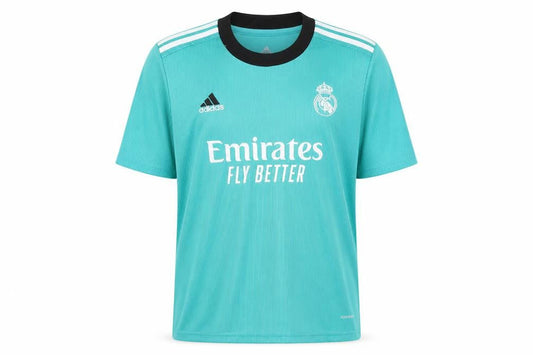 Front view of Adidas boys’ green football jersey, size 26, lightweight