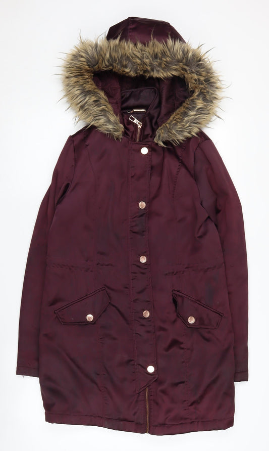 Lipsy Women's Purple Parka Coat Size 8