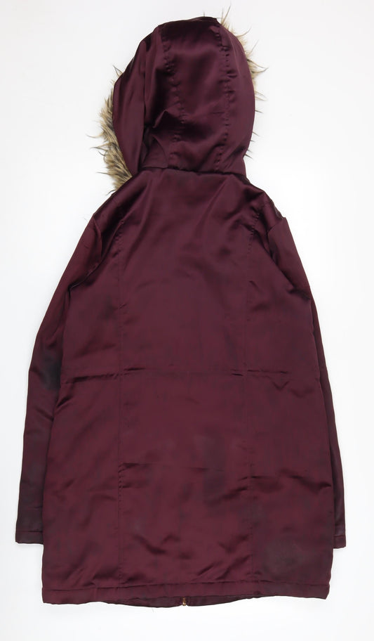 Lipsy Women's Purple Parka Coat Size 8