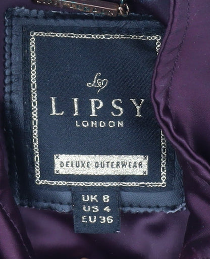 Womens UK Size 8 Lipsy Purple Parka Coat