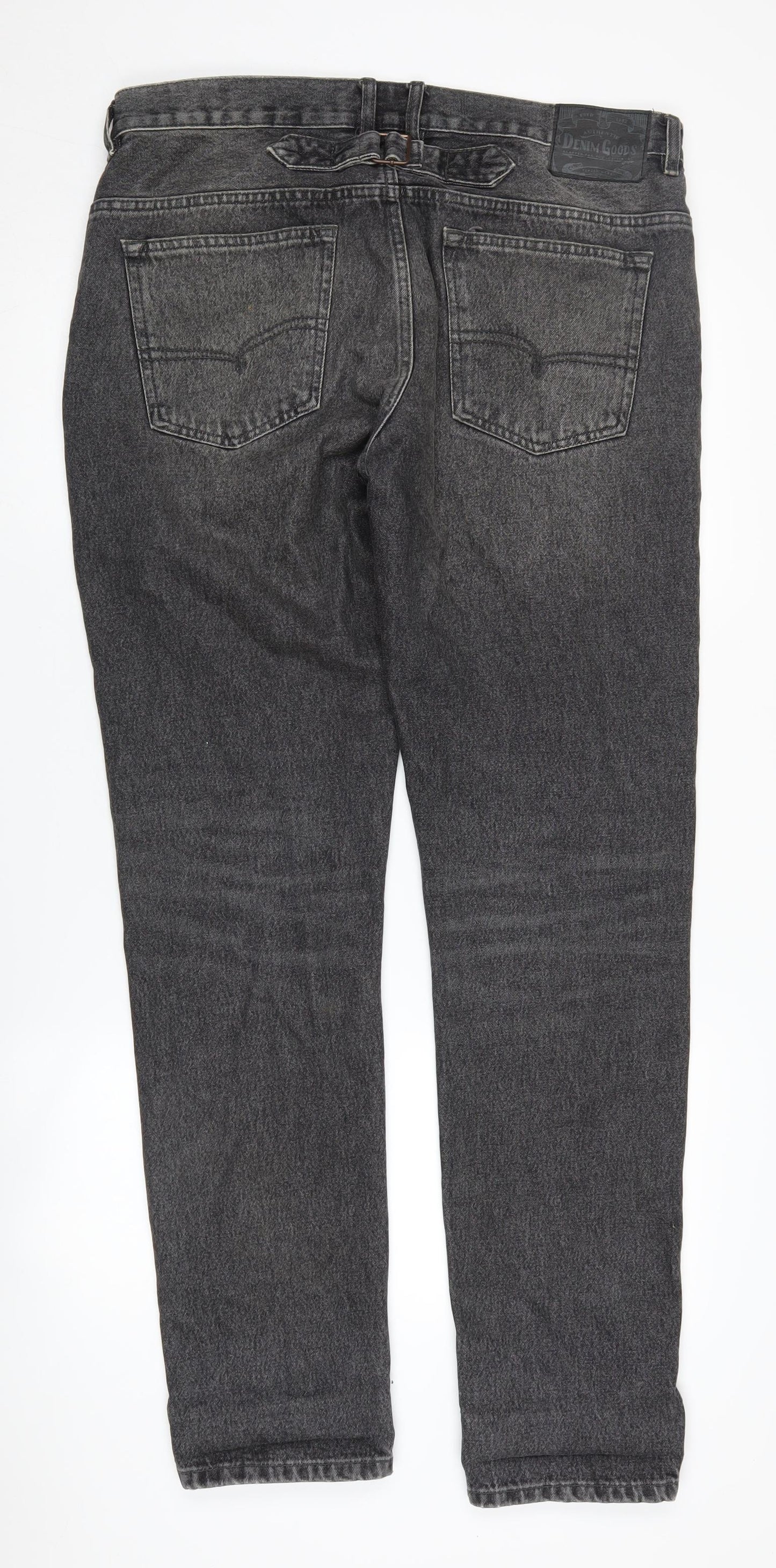 Next Men's Slim Black Jeans, L Size, Distressed Style