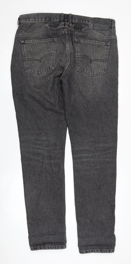 Next Men's Slim Black Jeans, L Size, Distressed Style