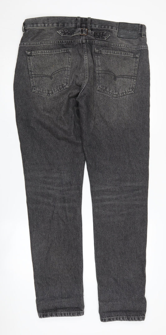 Next Men's Slim Black Jeans, L Size, Distressed Style