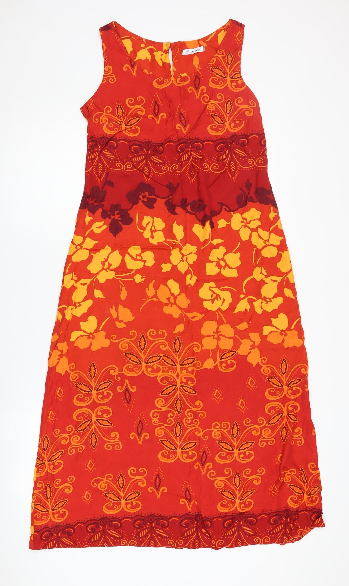 Berketex Women's Red Floral Midi Shift Dress, Size 12