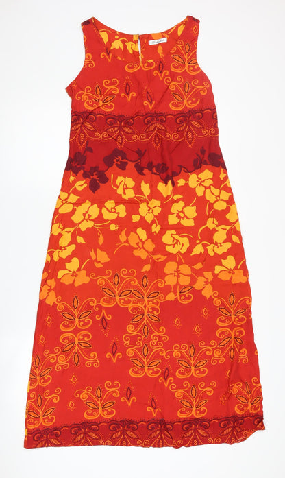 Berketex Women's Red Floral Midi Shift Dress, Size 12