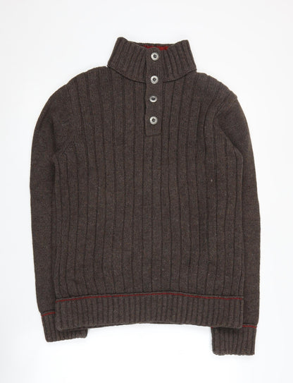 Mantaray Men's Brown Henley Jumper, Long Sleeve