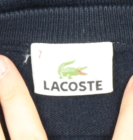 Lacoste Men's Black V-Neck Wool Pullover Jumper Size L